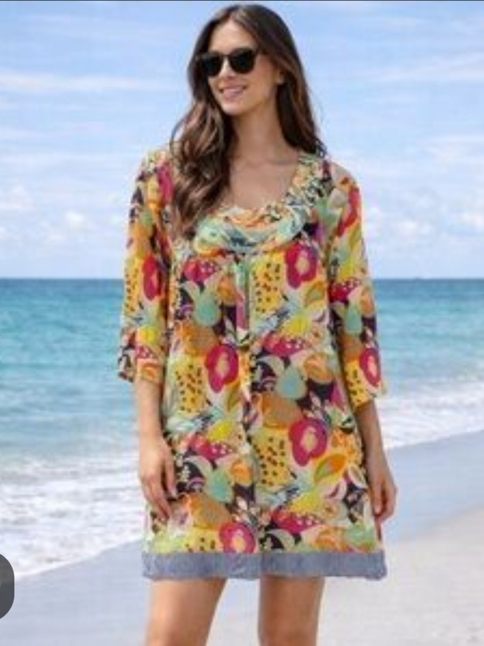 Boden Multicolor Floral Beach Cover-Up Tunic